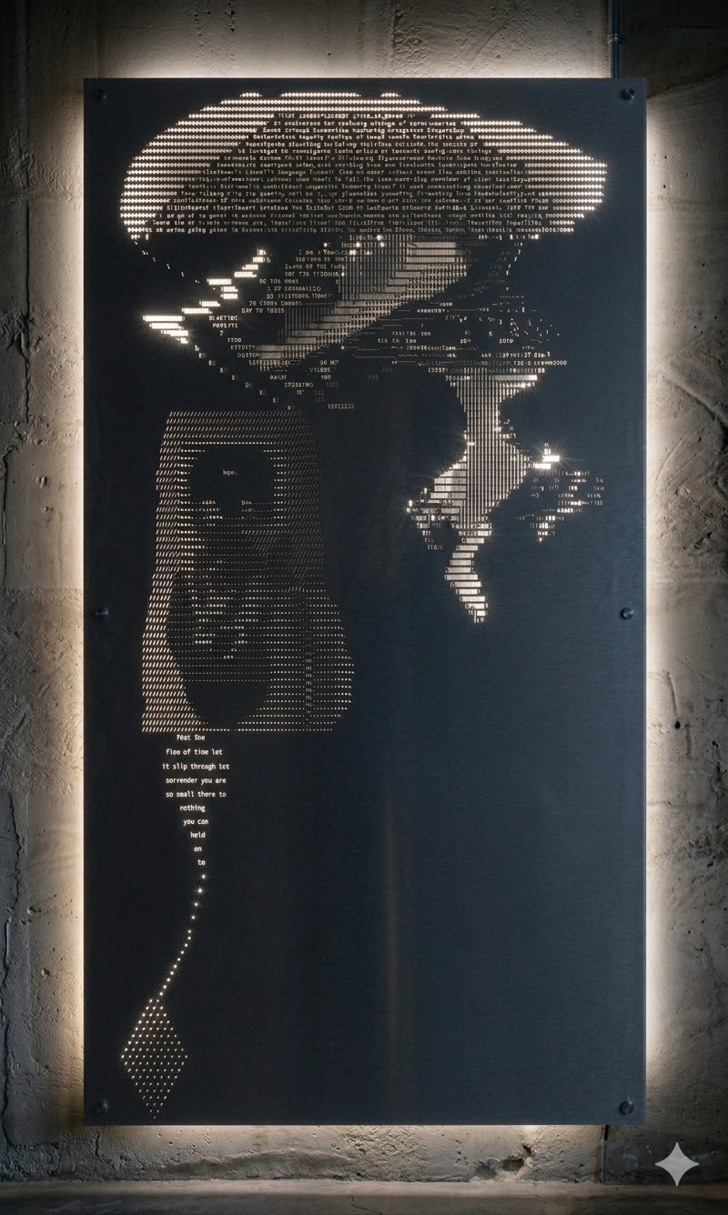 Creation — backlit metal portrait